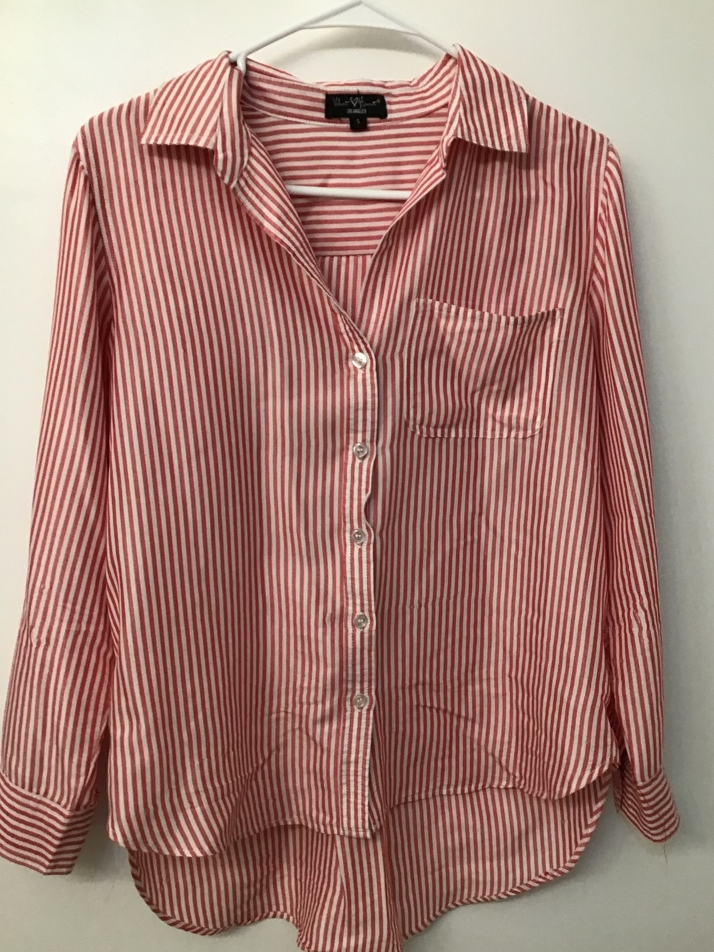Velvet Heart Red and White Striped Button-Down Shirt - Women